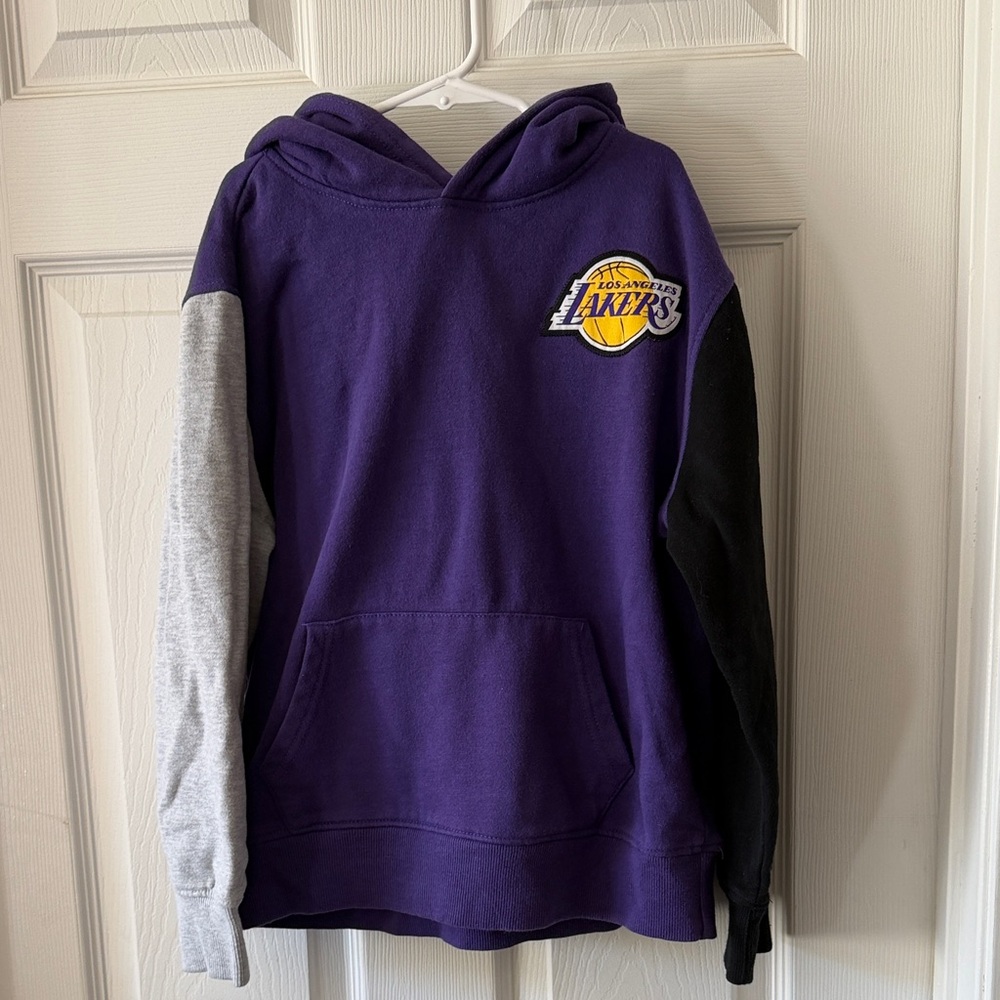 NBA Los Angeles Lakers Purple Hoodie with Black and Gray Sleeves